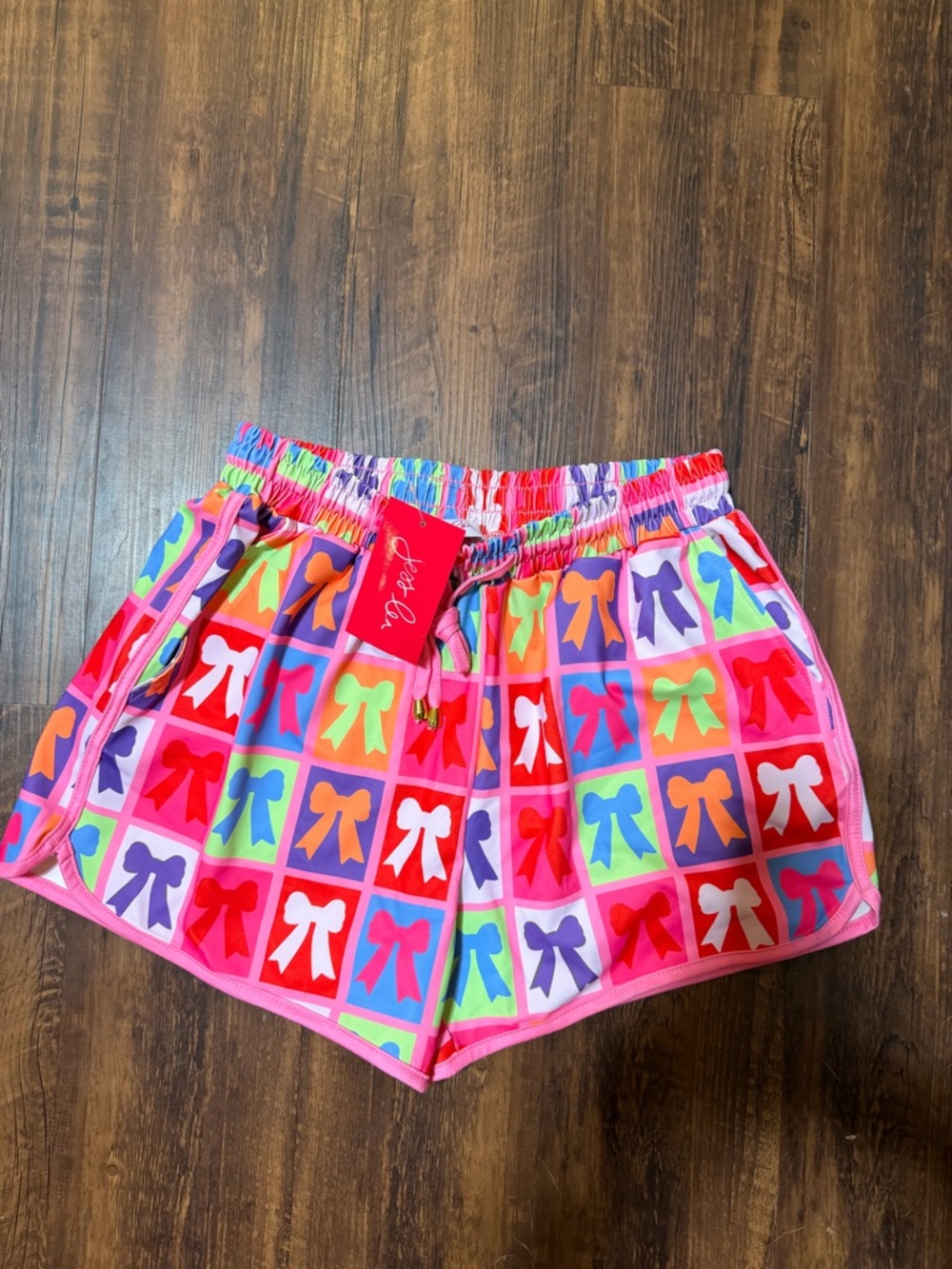 Jess Lea Colorful Bow Print Women’s Shorts - Pink Multi